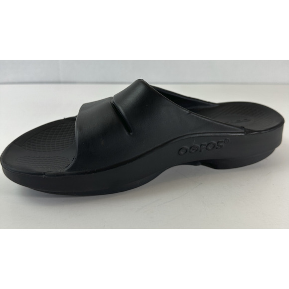 OOFOS OOahh Recovery Slides Black Slip On Sandals Women’s Size 8 Men's Size 6 - Picture 9 of 13